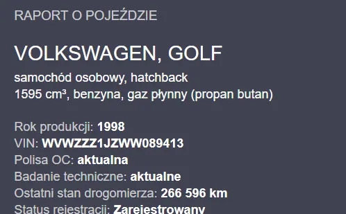 Volkswagen Golf cena 4300 przebieg: 270000, rok produkcji 1998 z Ustrzyki Dolne małe 106